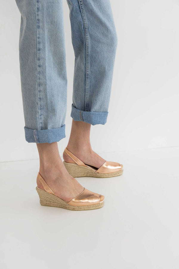 Solillas ROSE GOLD LALIA - Espadrille Wedge Leather Menorcan Sandals
