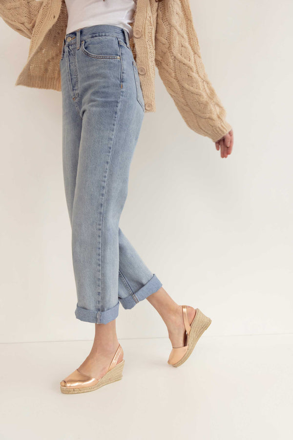 Solillas ROSE GOLD LALIA - Espadrille Wedge Leather Menorcan Sandals