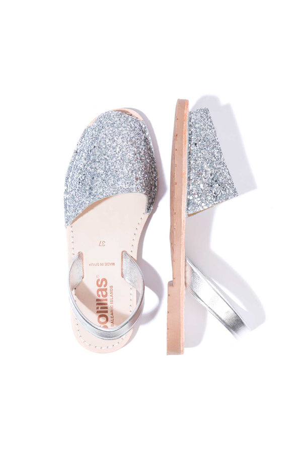 Solillas Silver Glitter - Metallic Leather Menorcan Sandals