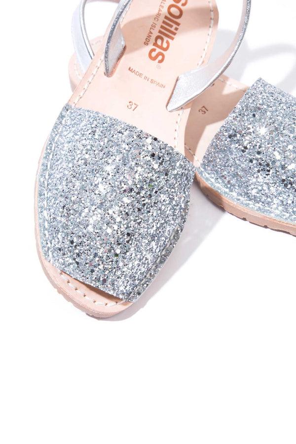 Solillas Silver Glitter - Metallic Leather Menorcan Sandals