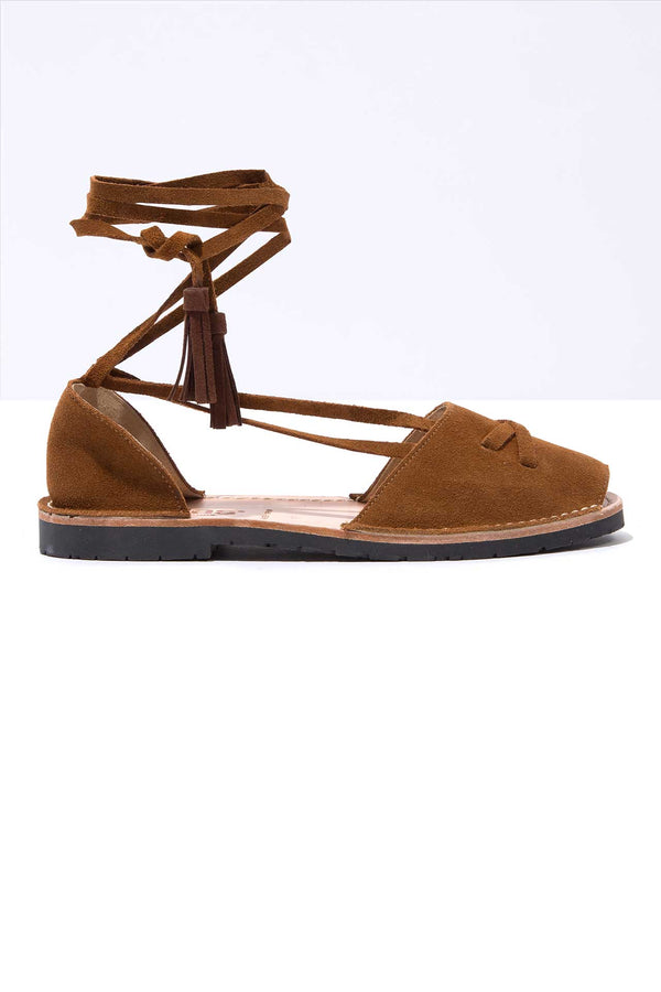 solillas Cruz - Tan Suede Ankle Tie