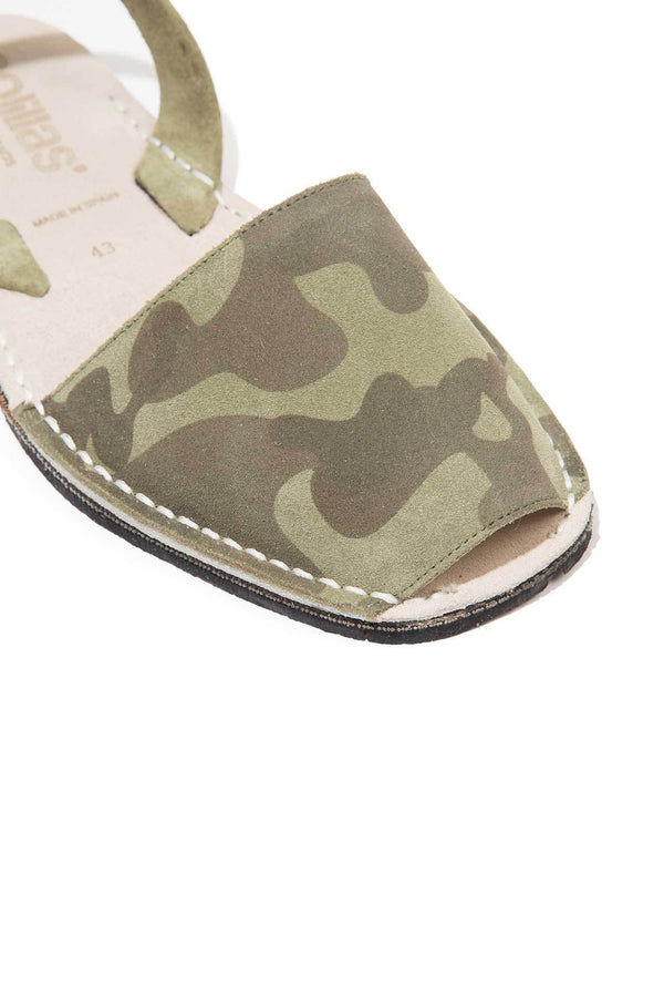 Solillas Khaki Camo - Camoflague Suede Sandals - Women