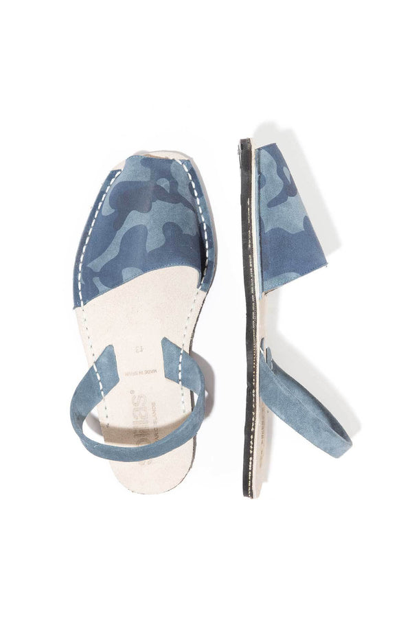 Solillas Navy Camo - Camoflague Suede Sandals - Women