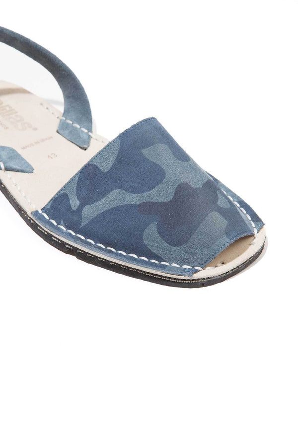 Solillas Navy Camo - Camoflague Suede Sandals - Women