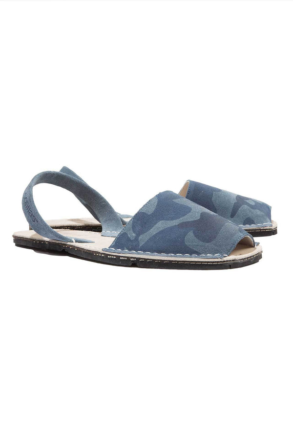 Solillas Navy Camo - Camoflague Suede Sandals - Women