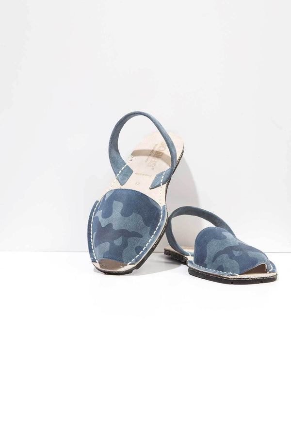 solillas Navy Camo - Camoflague Suede sandals - Women