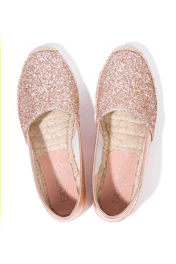 Solillas Peach Glitter - Glitter Leather Espadrilles