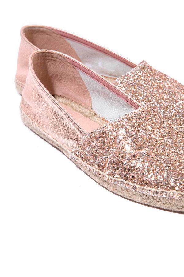 Solillas Peach Glitter - Glitter Leather Espadrilles