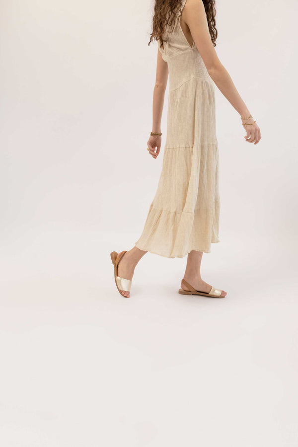 Solillas TERROSO ORO FRESCA - Gold & Tan Menorcan Sandals