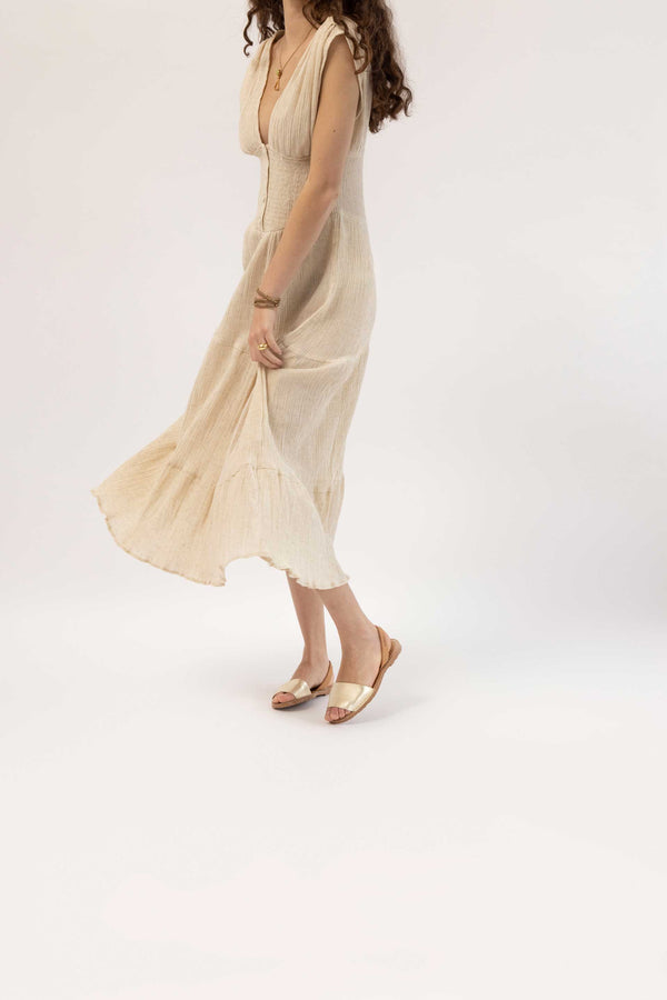 Solillas TERROSO ORO FRESCA - Gold & Tan Menorcan Sandals