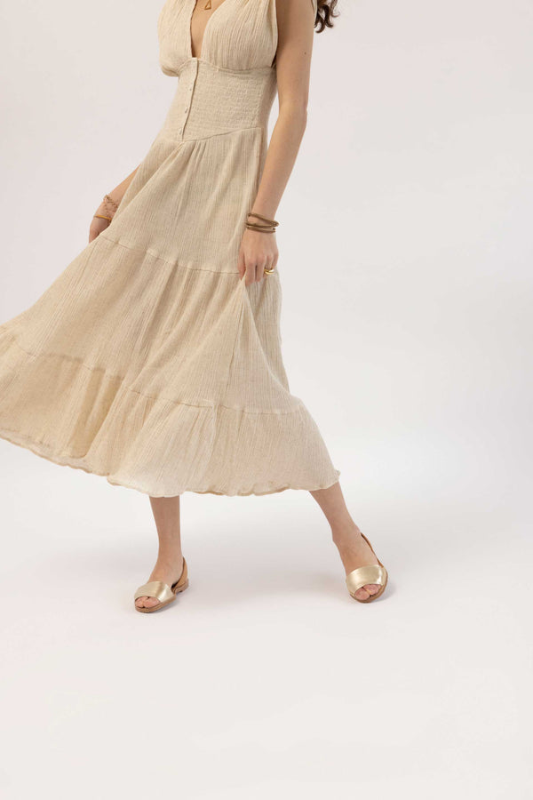 Solillas TERROSO ORO FRESCA - Gold & Tan Menorcan Sandals