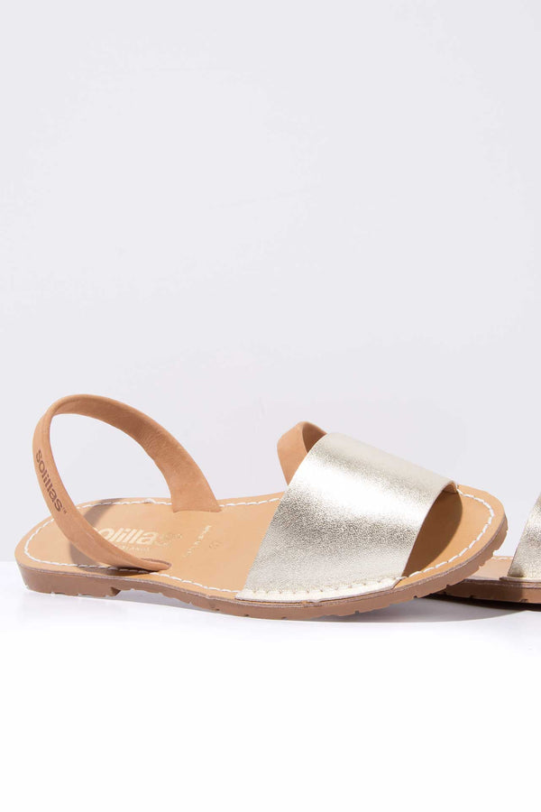 solillas TERROSO ORO FRESCA - Gold & Tan Menorcan sandals