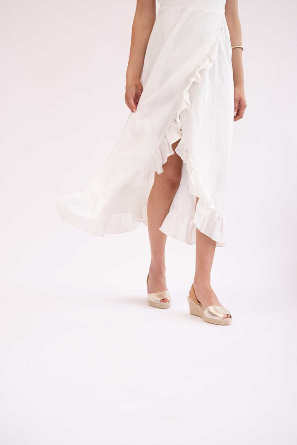 Solillas TERROSO ORO LALIA - Espadrille Wedge Tan & Gold Leather Menorcan Sandals