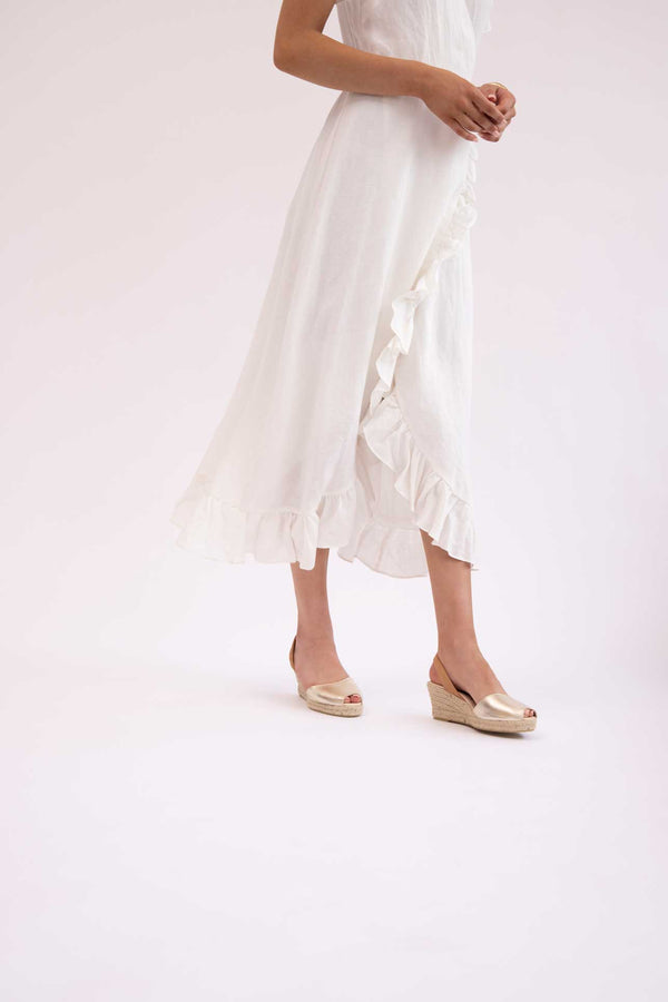 Solillas TERROSO ORO LALIA - Espadrille Wedge Tan & Gold Leather Menorcan Sandals