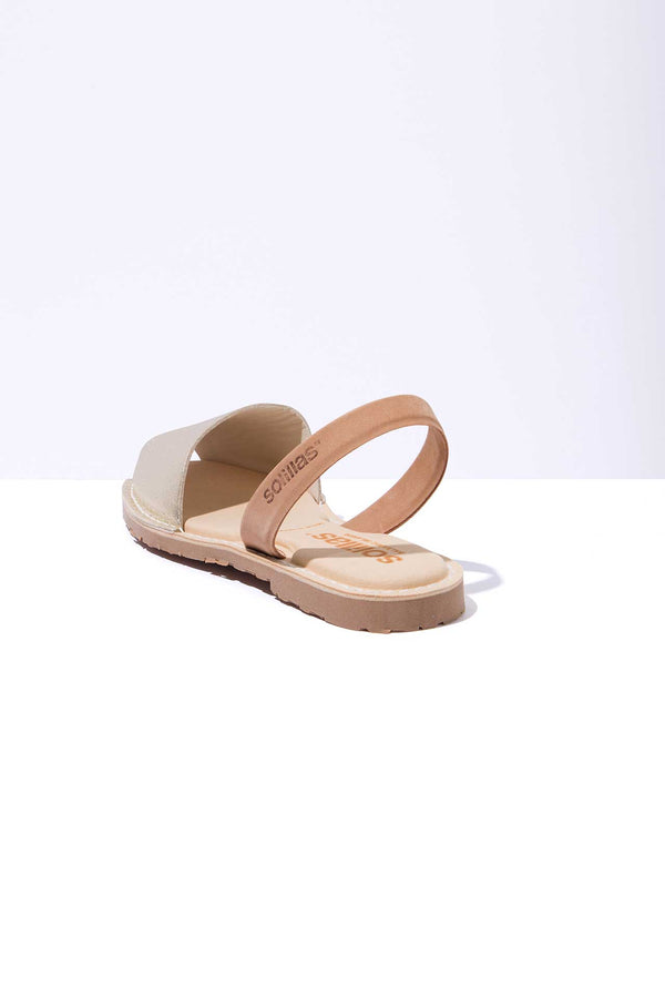 Solillas Terroso Oro Mimoso - Original Menorcan Sandals In Gold And Tan Leather
