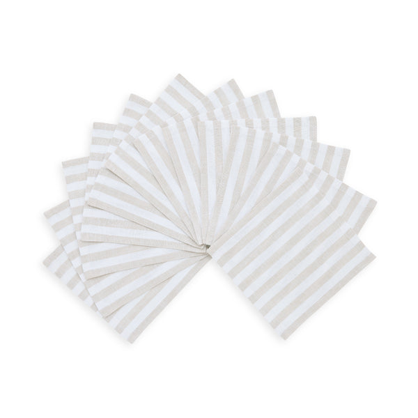Solino Home Amalfi Stripe Cocktail Napkins Primrose Yellow & White