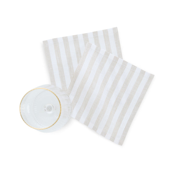 Solino Home Amalfi Stripe Cocktail Napkins Primrose Yellow & White