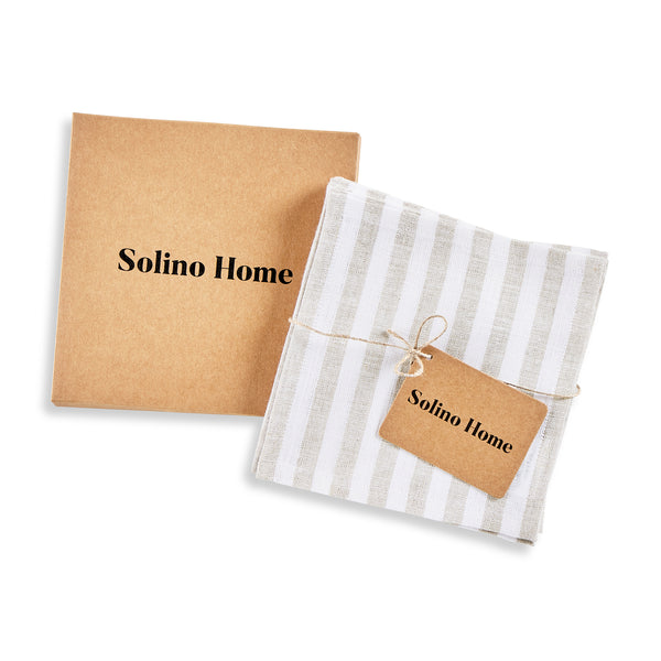 Solino Home Amalfi Stripe Cocktail Napkins Primrose Yellow & White
