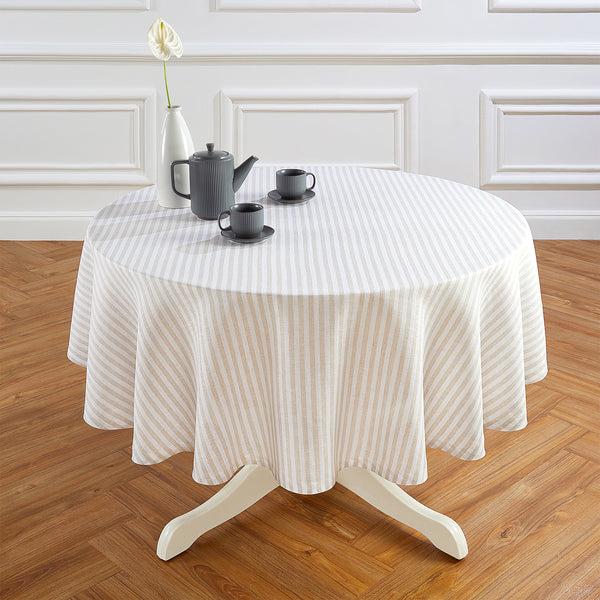Solino Home Amalfi Stripe Round Tablecloth Cherry Blossom & White