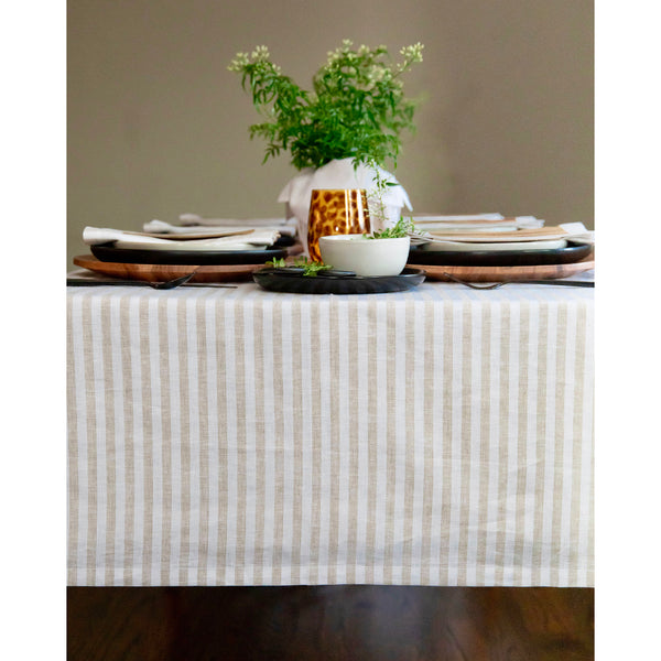 Solino Home Amalfi Stripe Tablecloth Cherry Blossom & White