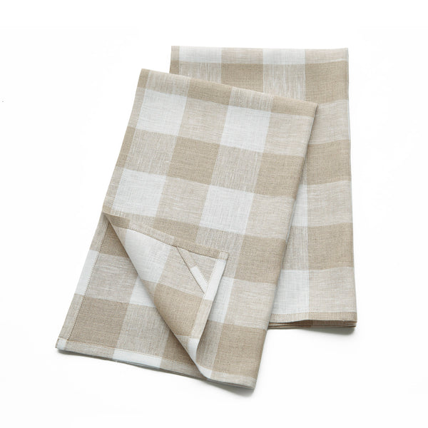 Solino Home Buffalo Check Kitchen Towels Natural & White