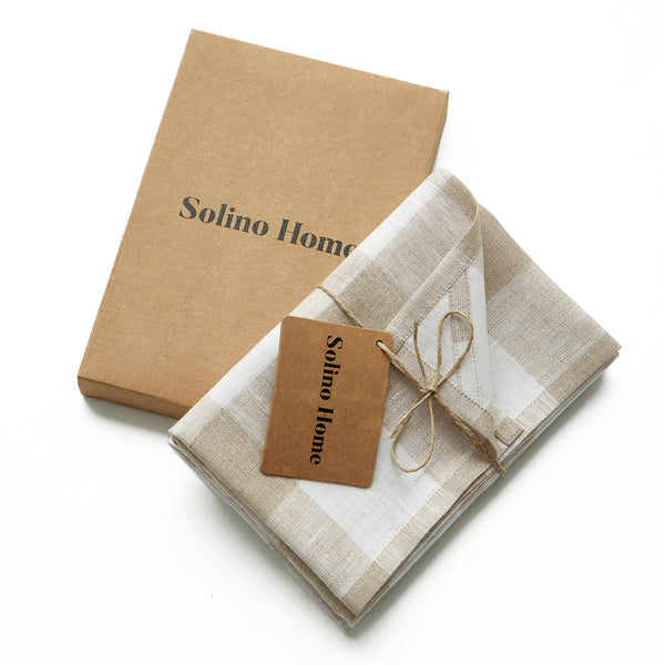 Solino Home Buffalo Check Kitchen Towels Natural & White