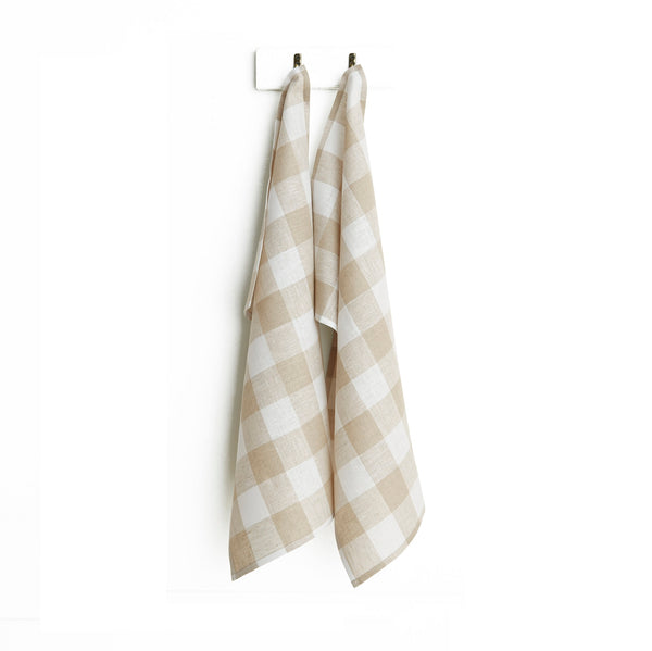 solino home Buffalo Check Kitchen Towels Natural & White