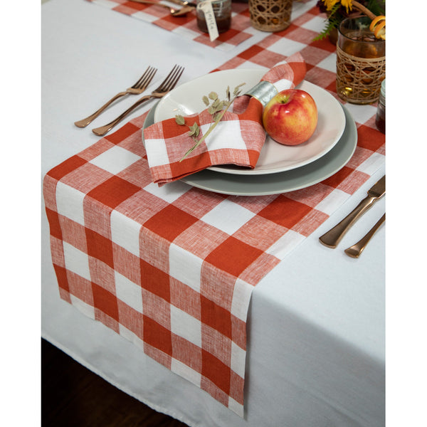 Solino Home Buffalo Check Table Runner Cinnamon & White