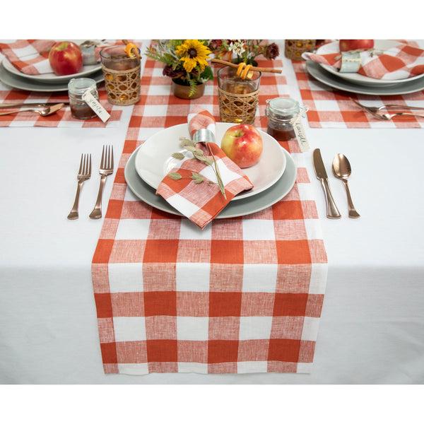 Solino Home Buffalo Check Table Runner Cinnamon & White