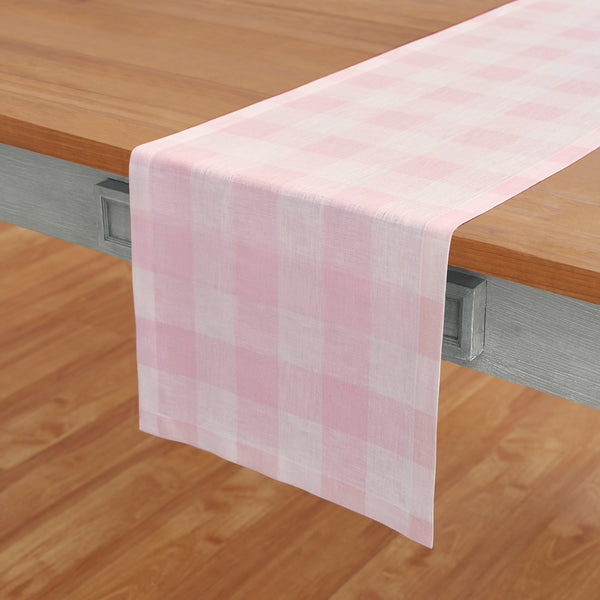 solino home Buffalo Check Table Runner Marshmellow Pink