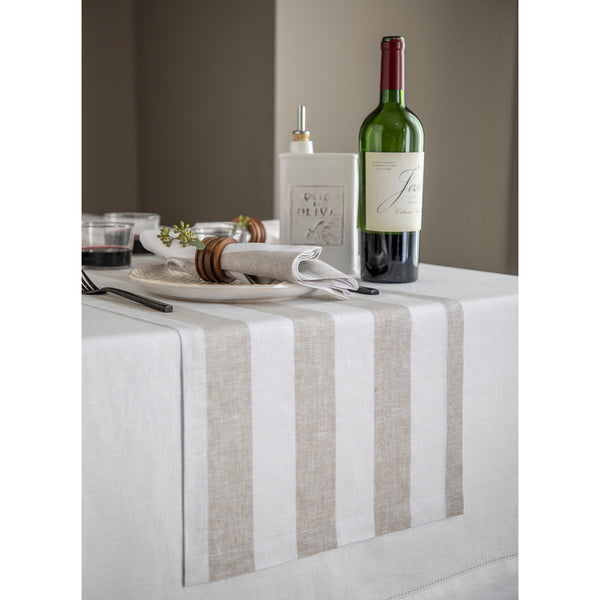 Solino Home Cabana Stripe Table Runner Natural & White