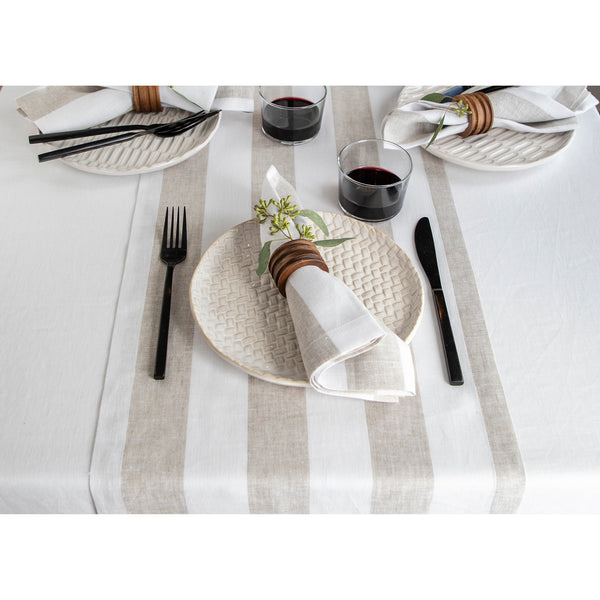 Solino Home Cabana Stripe Table Runner Natural & White