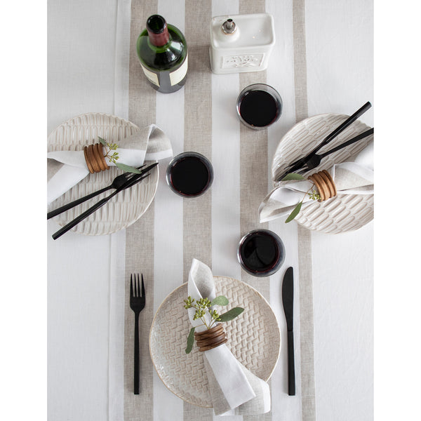 Solino Home Cabana Stripe Table Runner Natural & White