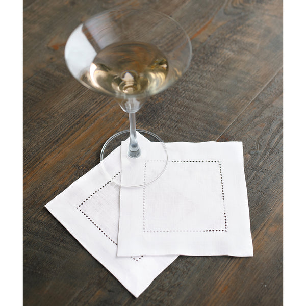 Solino Home Classic Hemstitch Cocktail Napkins Beige