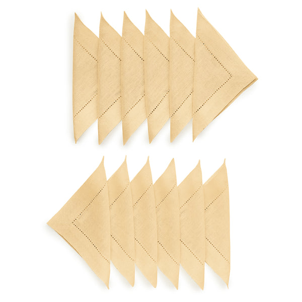 solino home Classic Hemstitch Cocktail Napkins Beige