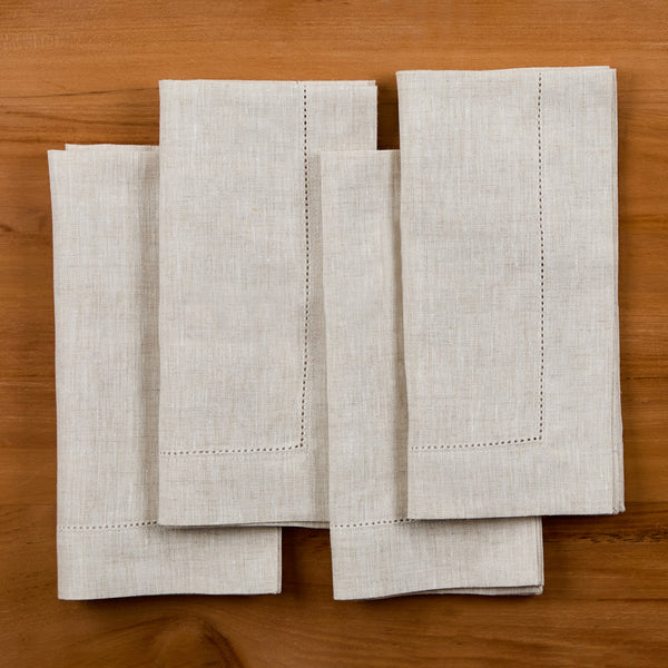 solino home Classic Hemstitch Napkins Light Natural