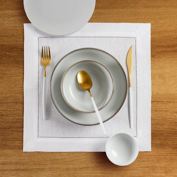 Solino Home Classic Hemstitch Square Placemats White