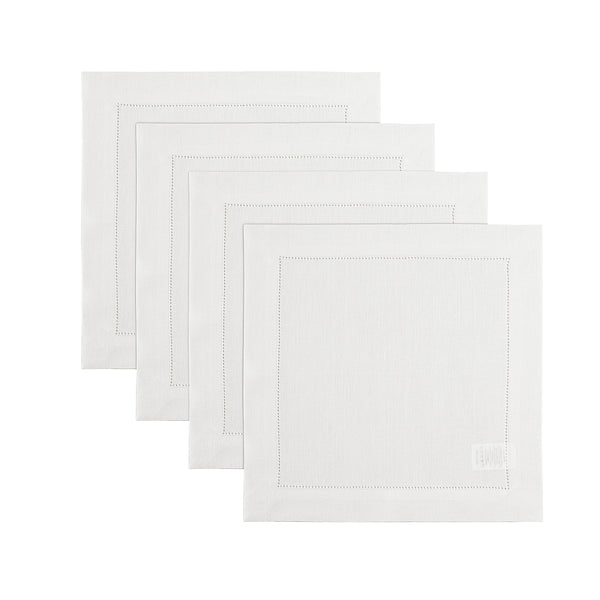 solino home Classic Hemstitch Square Placemats White