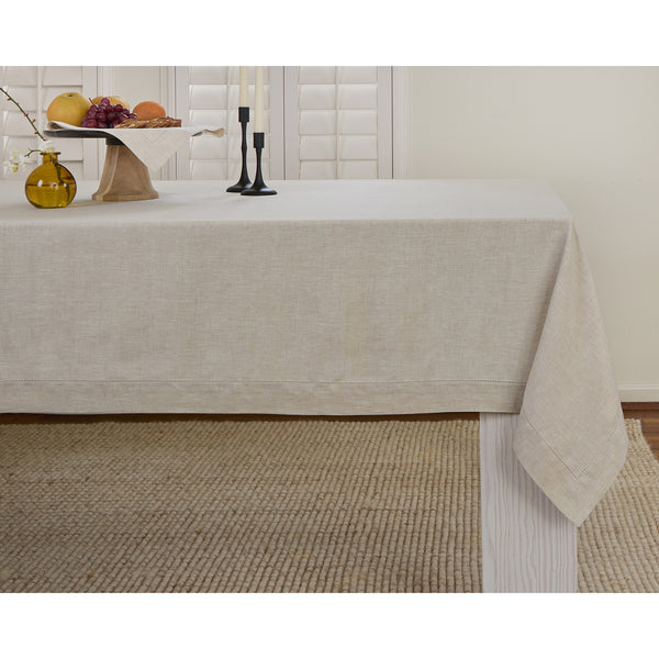 solino home Classic Hemstitch Tablecloth Light Natural