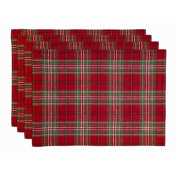 solino home Classic Tartan Plaid Placemats Red Plaid
