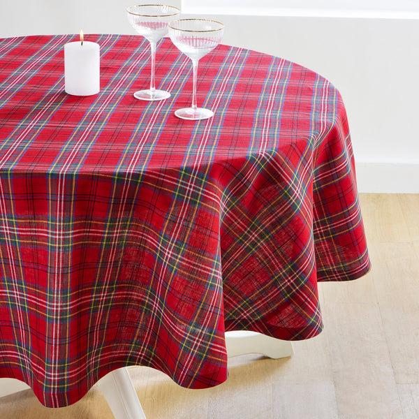 Solino Home Classic Tartan Plaid Round Tablecloth Red Plaid