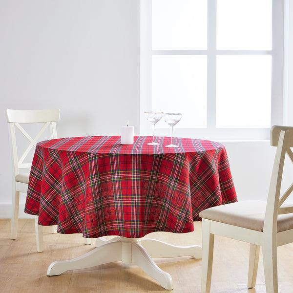 Solino Home Classic Tartan Plaid Round Tablecloth Red Plaid