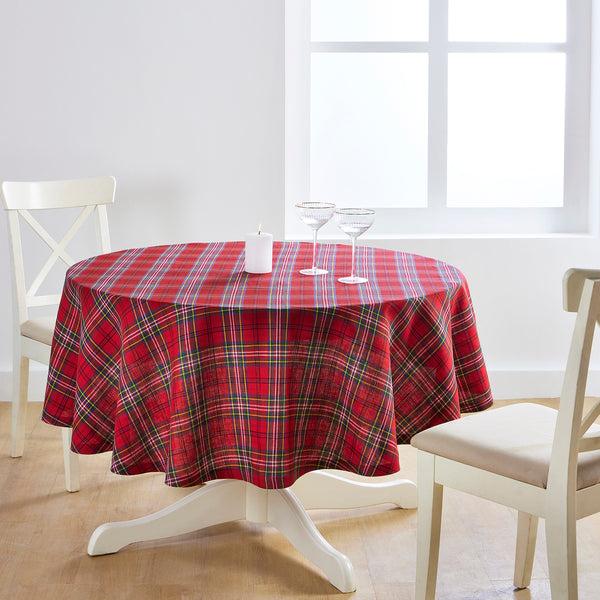 solino home Classic Tartan Plaid Round Tablecloth Red Plaid
