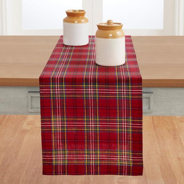 solino home Classic Tartan Plaid Table Runner Red Plaid
