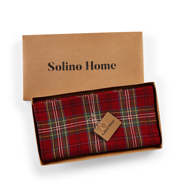 Solino Home Classic Tartan Plaid Table Throw Red Plaid