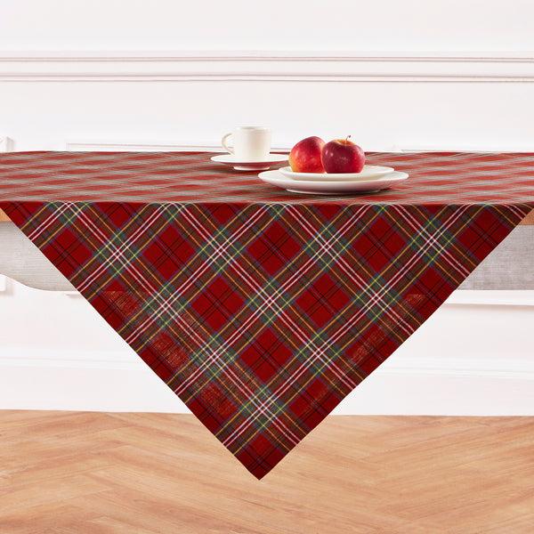 solino home Classic Tartan Plaid Table Throw Red Plaid