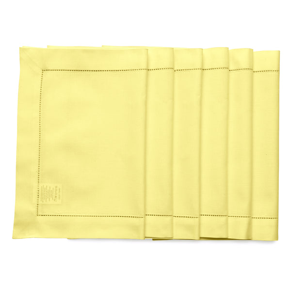 solino home Cotton Linen Hemstitch Placemats Yellow