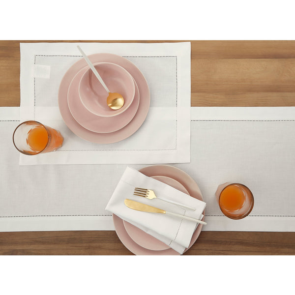 Solino Home Cotton Linen Hemstitch Table Runner White