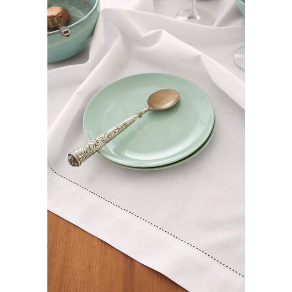 Solino Home Cotton Linen Hemstitch Table Throw Navy