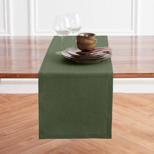 Solino Home Diana Medium Weight Table Runner Desert Green